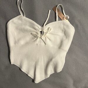 White Ribbed Knit Tank Top